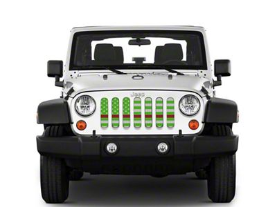 Under The Sun Inserts Grille Insert; White and Green Thin Red Line (07-18 Jeep Wrangler JK)