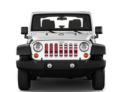 Under The Sun Inserts Grille Insert; White and Red Thin Blue Line (07-18 Jeep Wrangler JK)