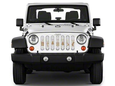 Under The Sun Inserts Grille Insert; Gold Ornaments (18-23 Jeep Wrangler JL w/o TrailCam; 2024 Jeep Wrangler JL Sport)