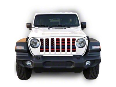 Under The Sun Inserts Grille Insert; Black and Red Thin Blue Line (18-23 Jeep Wrangler JL w/o TrailCam; 2024 Jeep Wrangler JL Sport)