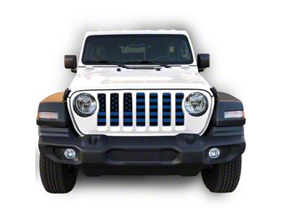Under The Sun Inserts Grille Insert; Distressed Black and Blue (18-23 Jeep Wrangler JL w/o TrailCam; 2024 Jeep Wrangler JL Sport)