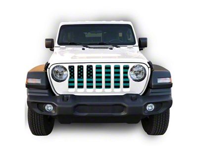 Under The Sun Inserts Grille Insert; Distressed Black and Light Blue (18-23 Jeep Wrangler JL w/o TrailCam; 2024 Jeep Wrangler JL Sport)