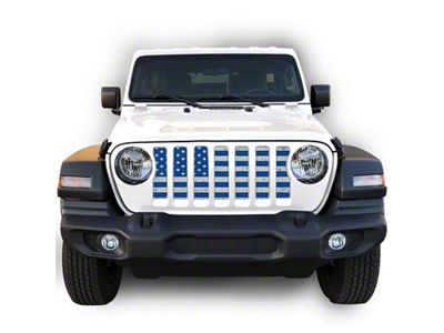 Under The Sun Inserts Grille Insert; Distressed White and Blue (18-23 Jeep Wrangler JL w/o TrailCam; 2024 Jeep Wrangler JL Sport)