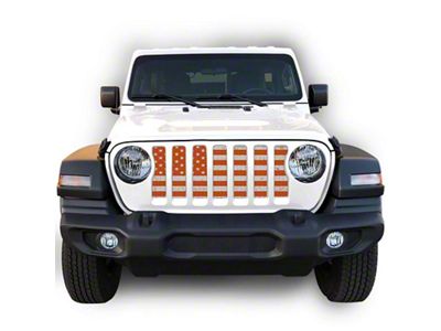 Under The Sun Inserts Grille Insert; Distressed White and Orange (18-23 Jeep Wrangler JL w/o TrailCam; 2024 Jeep Wrangler JL Sport)