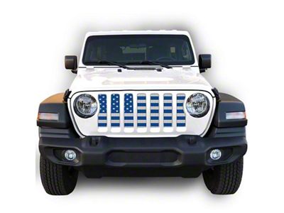Under The Sun Inserts Grille Insert; White and Blue (18-23 Jeep Wrangler JL w/o TrailCam; 2024 Jeep Wrangler JL Sport)