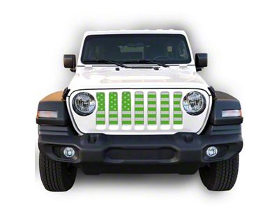 Under The Sun Inserts Grille Insert; White and Green (18-23 Jeep Wrangler JL w/o TrailCam; 2024 Jeep Wrangler JL Sport)
