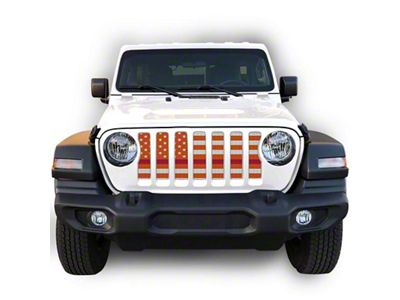 Under The Sun Inserts Grille Insert; White and Orange Thin Red Line (18-23 Jeep Wrangler JL w/o TrailCam; 2024 Jeep Wrangler JL Sport)