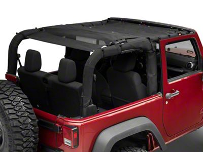 RedRock Full Length Mesh Sun Shade; Black (07-18 Jeep Wrangler JK 2-Door)