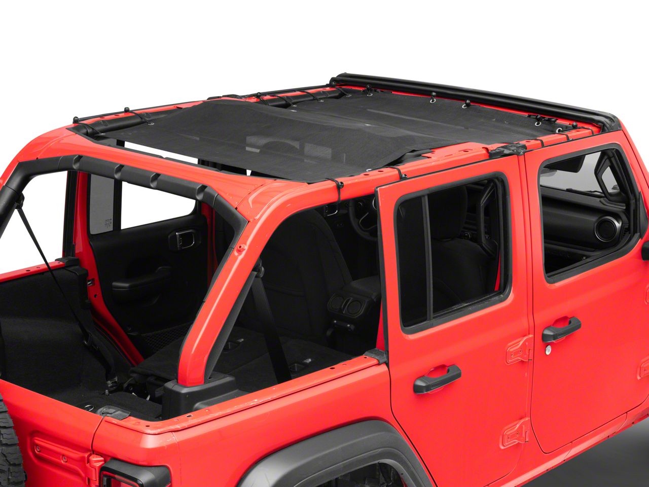 RedRock Jeep Wrangler Full Length Mesh Sun Shade; Black J156720JL (18