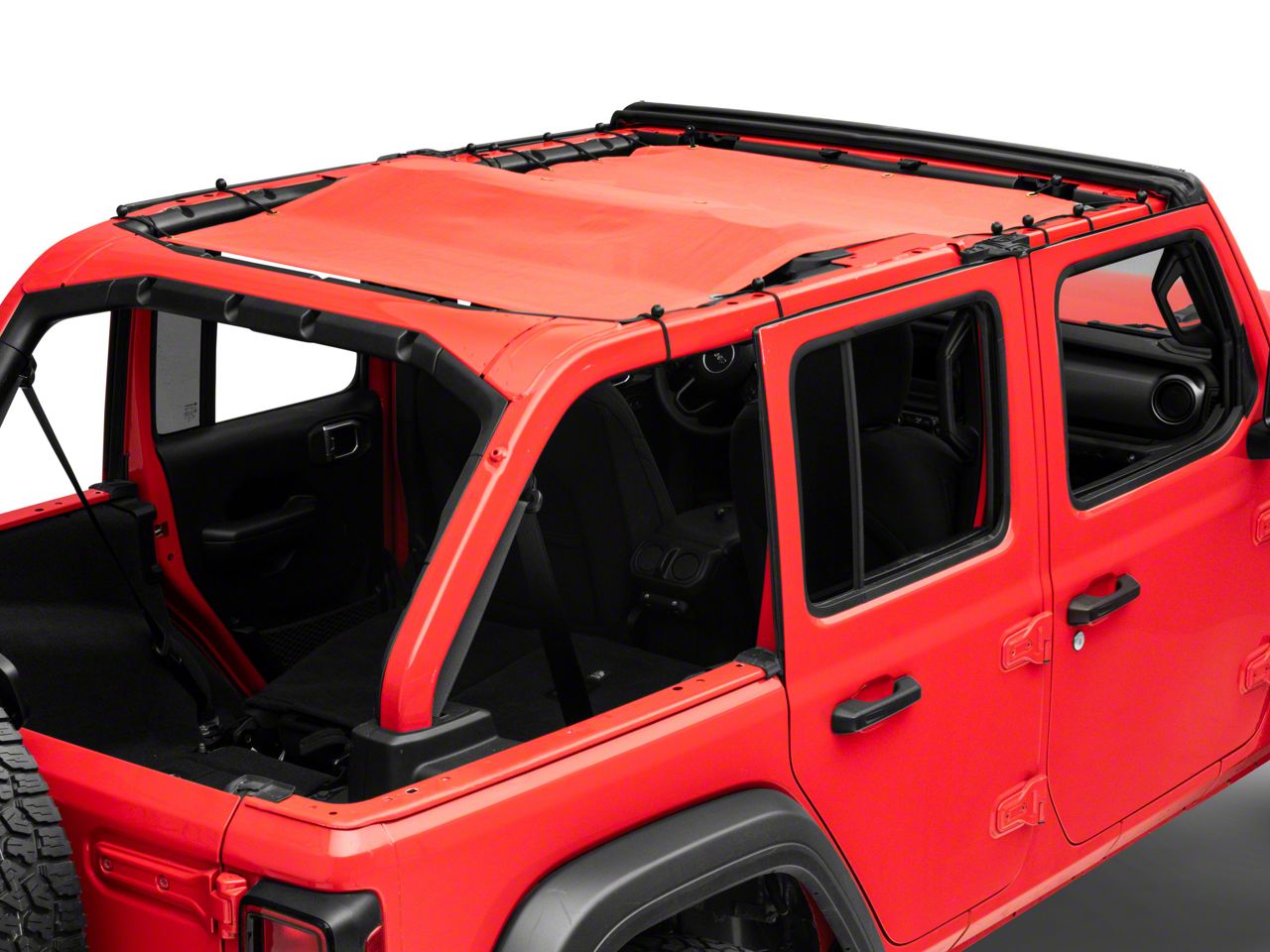 RedRock Jeep Wrangler Full Length Mesh Sun Shade; Red J156722-JL (18-23 ...