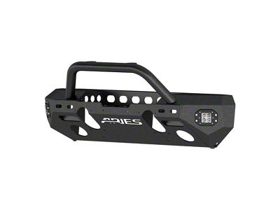 TrailChaser Aluminum Mid-Width Front Bumper with Center Brush Guard and LED Lights; Textured Black (20-24 Jeep Gladiator JT)
