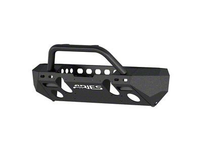 TrailChaser Aluminum Mid-Width Front Bumper with Center Brush Guard; Textured Black (18-23 Jeep Wrangler JL)