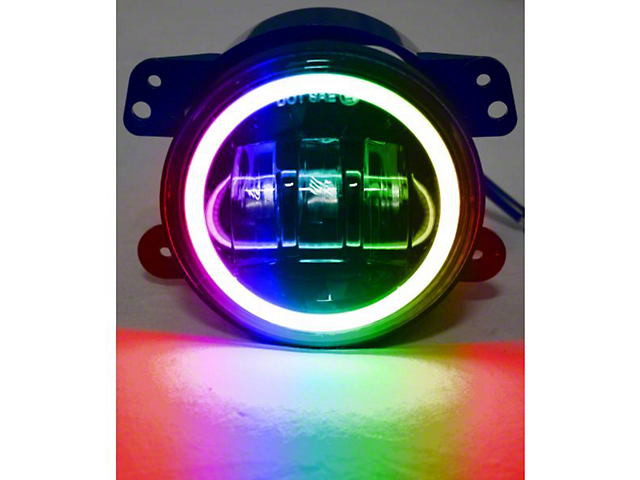 4-Inch RGB Halo Angle Eyes LED Fog Lights (76-86 Jeep CJ5 & CJ7; 97-18 Jeep Wrangler TJ & JK)