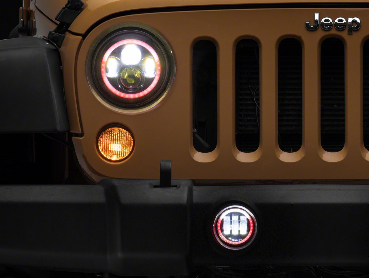 Jeep Wrangler 7-Inch LED Headlights and 4-Inch LED Fog Lights with