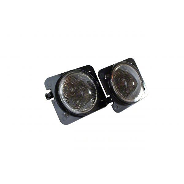 Jeep Wrangler LED Front Side Markers Lights; Smoked (0718 Jeep