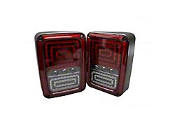 LED Tail Lights; Black Housing; Red Lens (07-18 Jeep Wrangler JK)