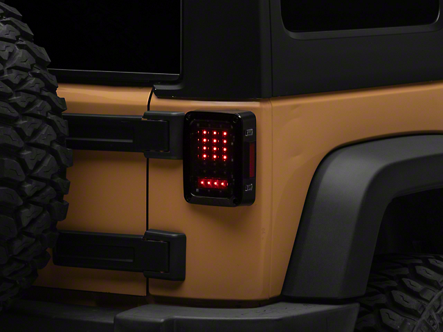 LED Tail Lights; Black Housing; Smoked Lens (07-18 Jeep Wrangler JK)