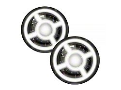 9-Inch Adjustable Angle Beam Headlights with X-HALO White DRL; Black Housing; Clear Lens (20-22 Jeep Gladiator JT)