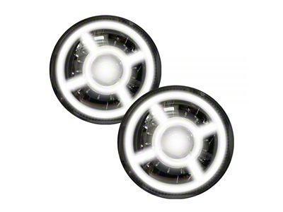 9-Inch Adjustable Angle Beam Headlights with X-HALO White DRL; Black Housing; Clear Lens (20-24 Jeep Gladiator JT)