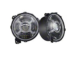 9-Inch Adjustable Angle Beam Headlights; Black Housing; Clear Lens (18-22 Jeep Wrangler JL)