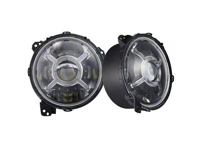 9-Inch Adjustable Angle Beam Headlights; Black Housing; Clear Lens (20-24 Jeep Gladiator JT)