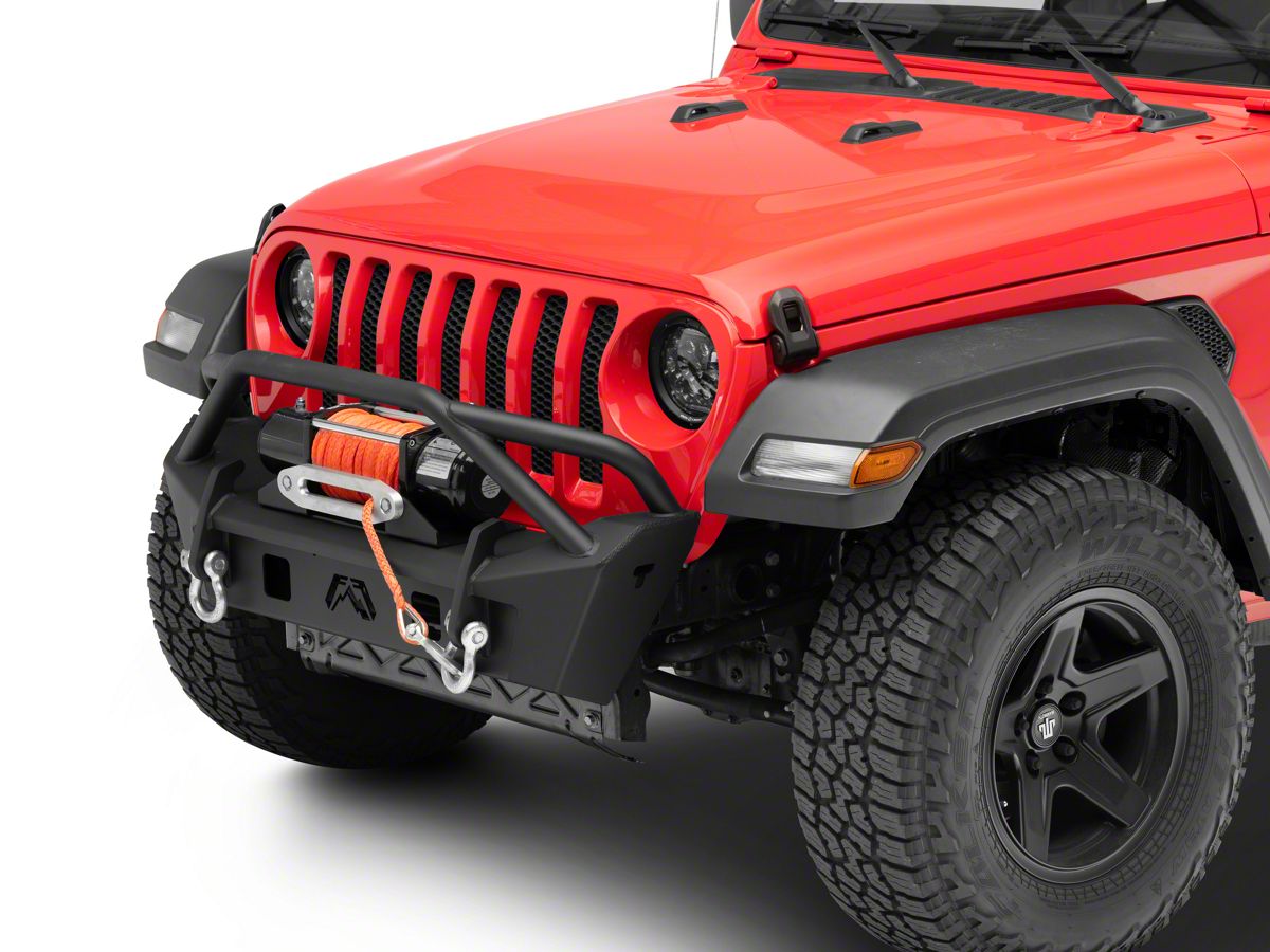 Fab Fours Jeep Wrangler Stubby Front Bumper with Pre-Runner Guard; Matte  Black JL18-B4752-1 (18-23 Jeep Wrangler JL) - Free Shipping