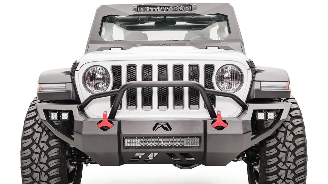 Fab Fours Jeep Wrangler Vengeance Front Bumper; Matte Black JL18-D4651 ...