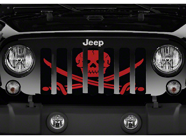 Grille Insert; Ahoy Matey Dark Red Pirate Flag (97-06 Jeep Wrangler TJ)