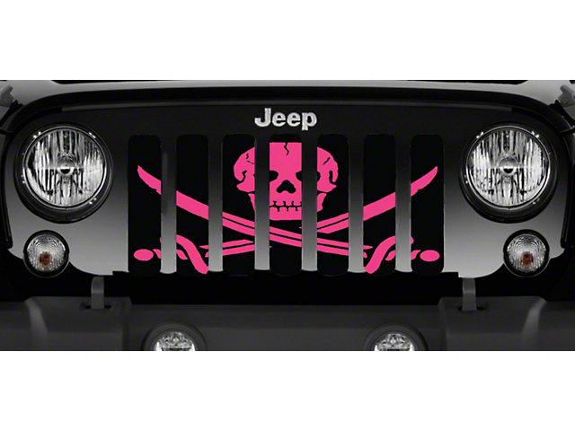 Grille Insert; Ahoy Matey Hot Pink Pirate Flag (20-23 Jeep Gladiator JT)