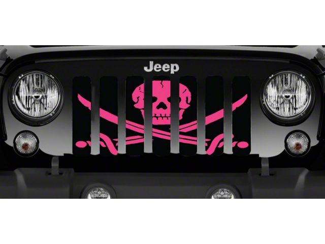 Grille Insert; Ahoy Matey Hot Pink Pirate Flag (20-24 Jeep Gladiator JT)