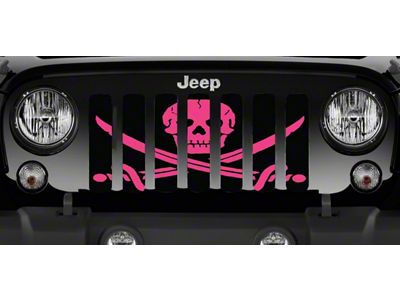 Grille Insert; Ahoy Matey Hot Pink Pirate Flag (97-06 Jeep Wrangler TJ)