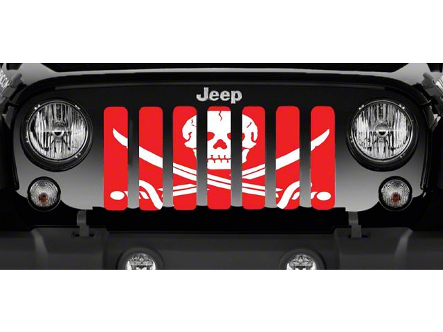 Grille Insert; Ahoy Matey Pirate Flag Red (76-86 Jeep CJ5 & CJ7)
