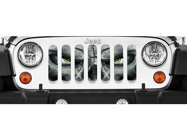 Grille Insert; Always Watching Lime Green Eyes (18-23 Jeep Wrangler JL w/o TrailCam)