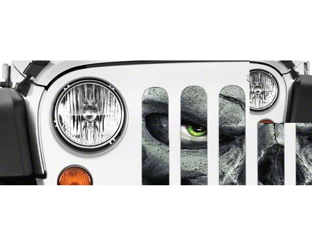 Grille Insert; Always Watching Lime Green Eyes (18-24 Jeep Wrangler JL w/o TrailCam)