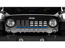Grille Insert; American Black and White Back the Blue (87-95 Jeep Wrangler YJ)
