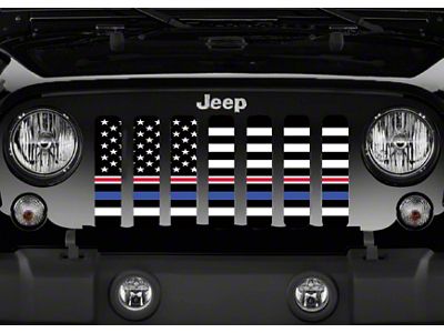 Grille Insert; American Black and White Back the Blue and Nurses (76-86 Jeep CJ5 & CJ7)