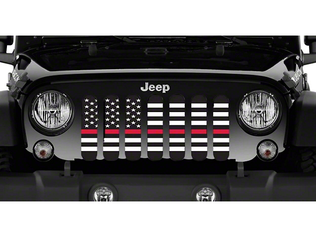 Grille Insert; American Black and White Back the Fire Department (18-23 Jeep Wrangler JL w/o TrailCam)