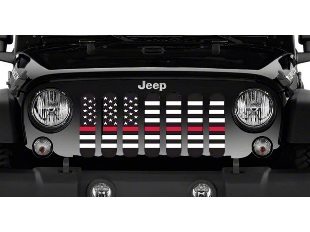 Grille Insert; American Black and White Back the Fire Department (18-24 Jeep Wrangler JL w/o TrailCam)