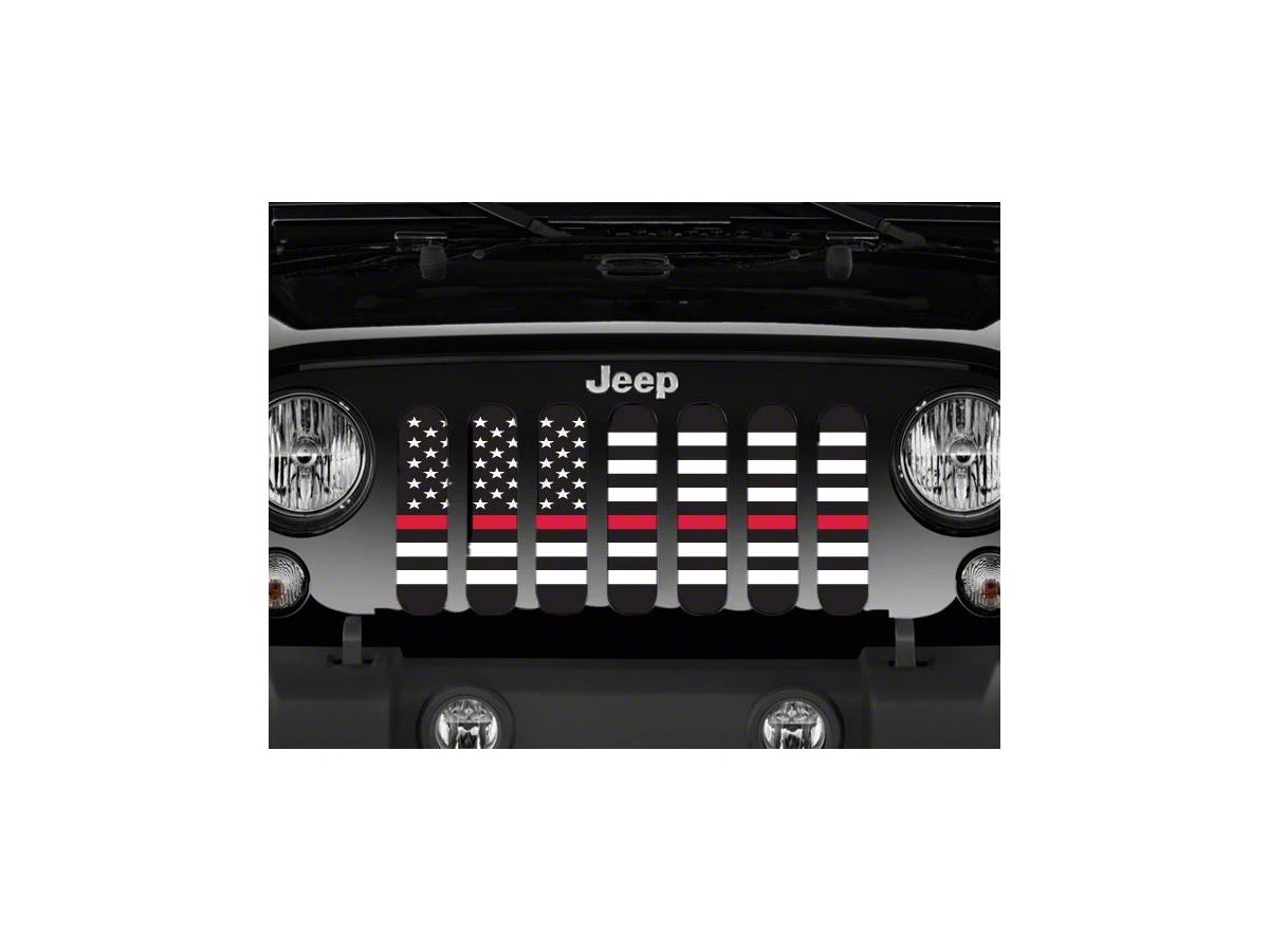 Jeep Wrangler Grille Insert; American Black and White Back the Fire  Department (97-06 Jeep Wrangler TJ) - Free Shipping