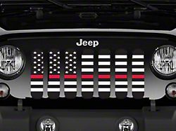 Grille Insert; American Black and White Back the Fire Department (97-06 Jeep Wrangler TJ)