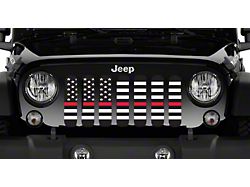 Grille Insert; American Black and White Back the Fire Department (87-95 Jeep Wrangler YJ)