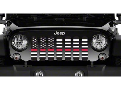 Grille Insert; American Black and White Back the Fire Department (87-95 Jeep Wrangler YJ)