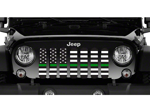 Grille Insert; American Black and White Back the Military (97-06 Jeep Wrangler TJ)