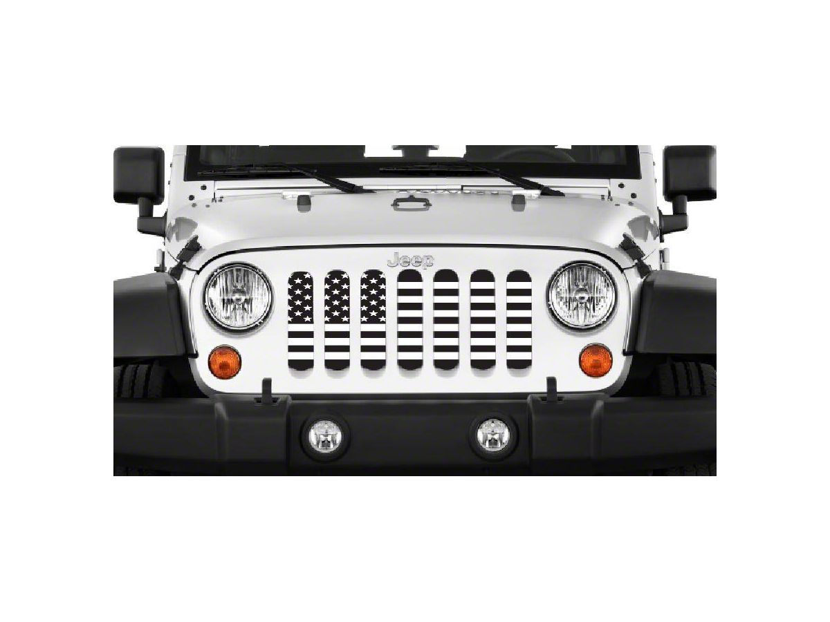 Jeep Wrangler Grille Insert; American Black and White Flag (87-95 Jeep  Wrangler YJ) - Free Shipping