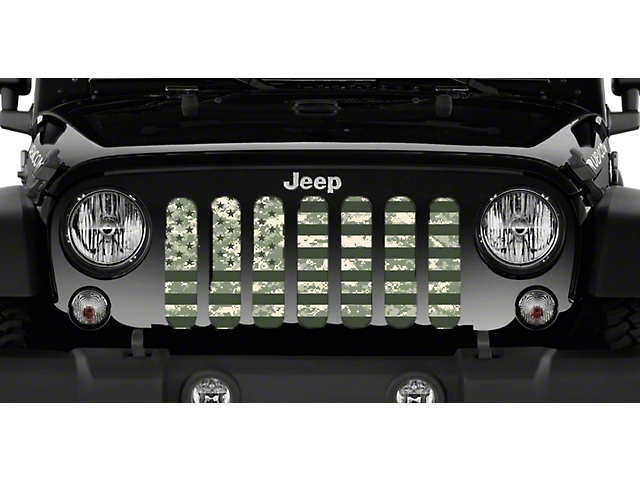 Grille Insert; American Flag Digi Green Camo (97-06 Jeep Wrangler TJ)