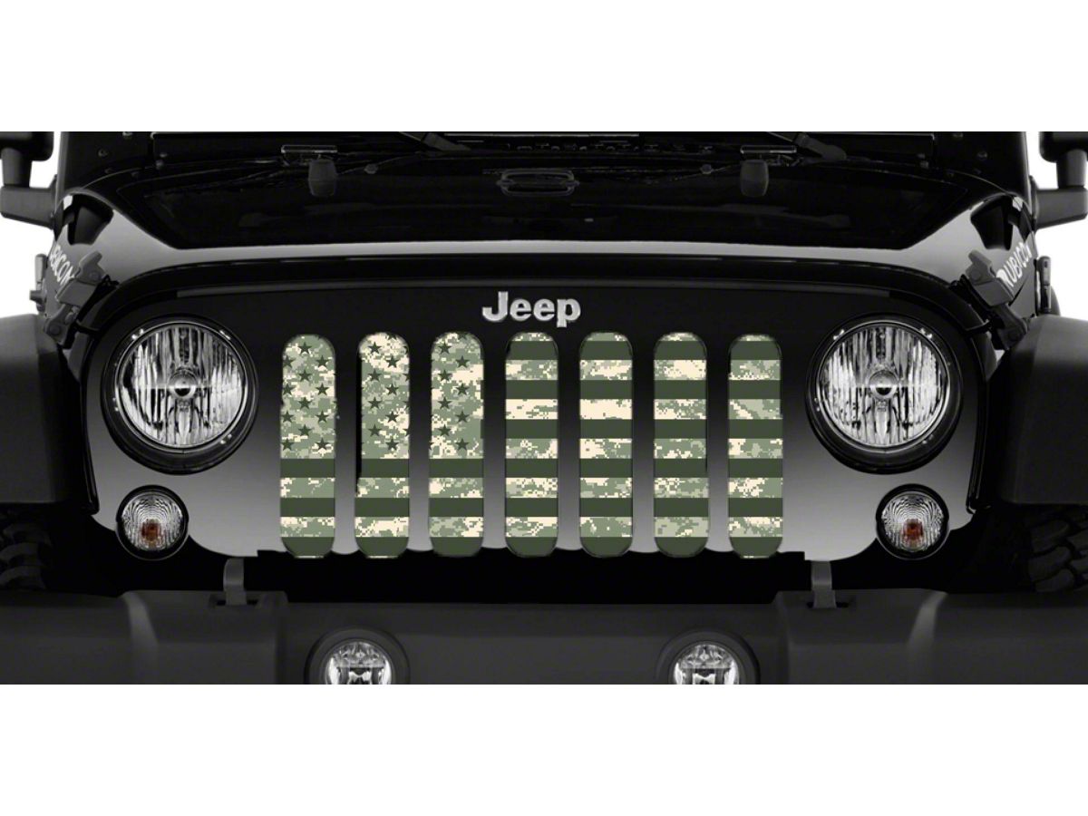 Jeep Wrangler Grille Insert; American Flag Digi Green Camo (87-95 Jeep  Wrangler YJ) - Free Shipping