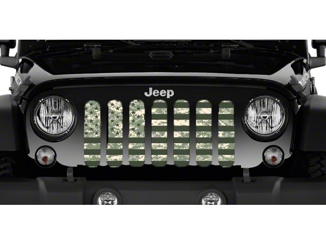 Grille Insert; American Flag Digi Green Camo (87-95 Jeep Wrangler YJ)
