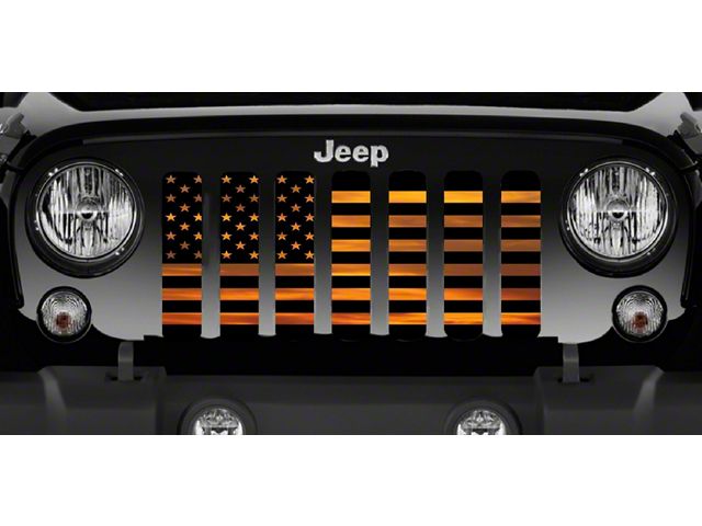 Grille Insert; American Orange Haze Flag (76-86 Jeep CJ5 & CJ7)