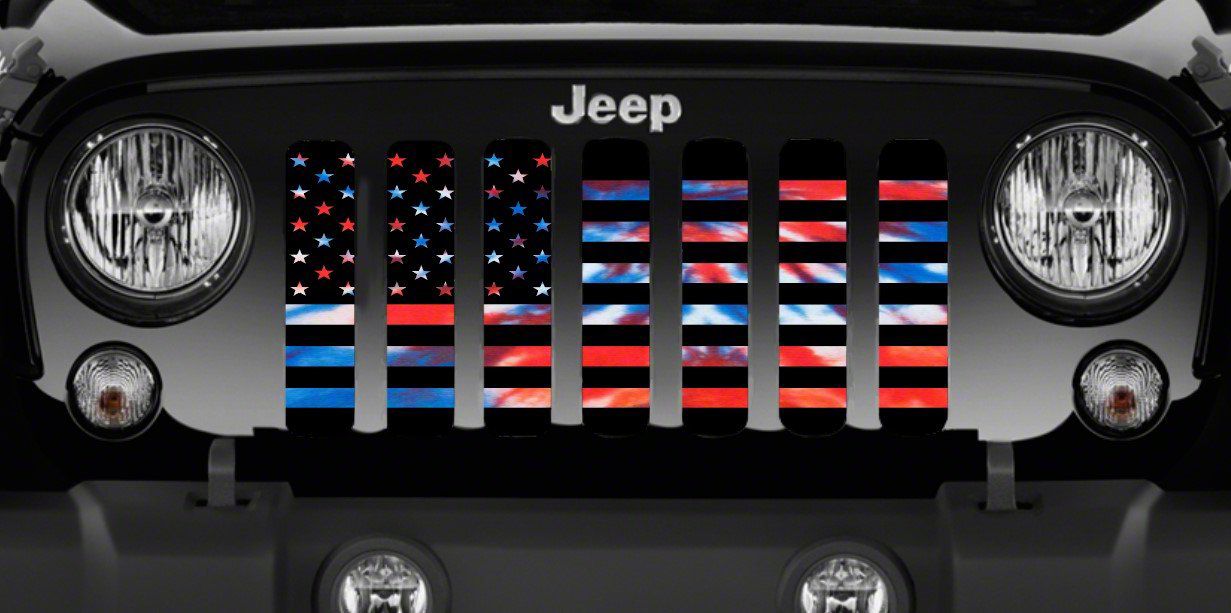 Grille Insert; American Patriotic Tie Dye (18-23 Jeep Wrangler JL w/o TrailCam)