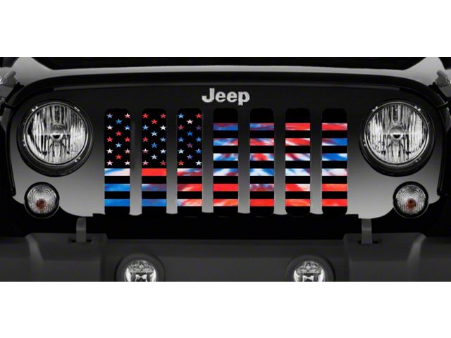 Grille Insert; American Patriotic Tie Dye (18-24 Jeep Wrangler JL w/o TrailCam)